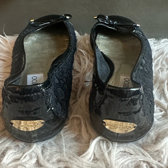 Jimmy Choo Black Lace Loafers with Bow - Picture 3 of 5
